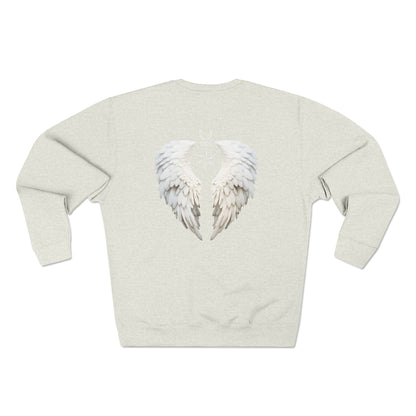 Angel Wings Crewneck Sweatshirt — White Feather Back Graphic