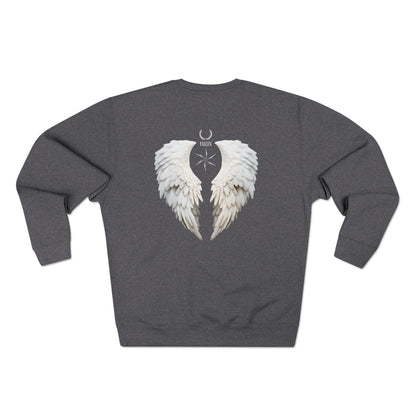 Angel Wings Crewneck Sweatshirt — White Feather Back Graphic