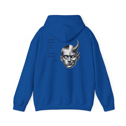 Hoodie – Dual-Face Devil & Quote Graphic Hoodie