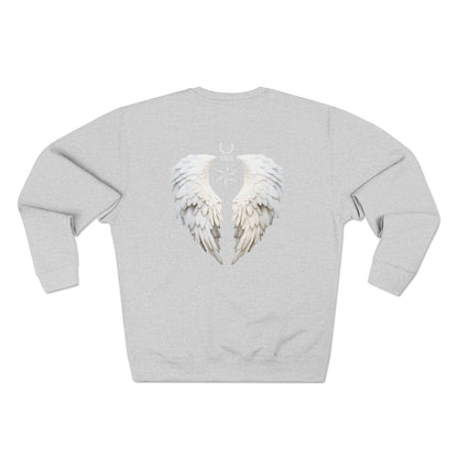 Angel Wings Crewneck Sweatshirt — White Feather Back Graphic